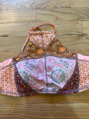 Maaji Pink and Orange Patterned Bikini Top